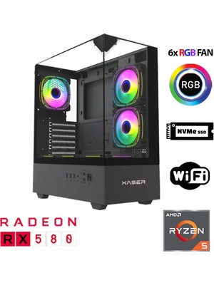 Xaser XSR1111 Ryzen 5 5600 32GB Ram 1tb M.2 Nvme SSD 8gb RX580 Oyun Hazır Sistem