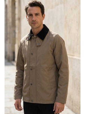 Little Cup Jeans Co Erkek Regular Fit  Fermuarlı Çıtçıtlı Trench Vizon Ceket
