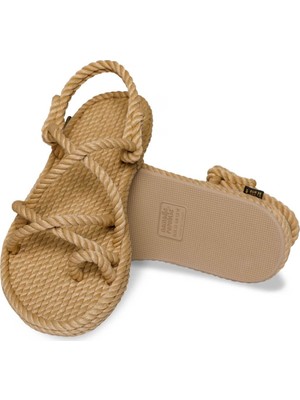 Nomadic Republic Ibiza Kauçuk Tabanlı Kadın Halat Sandalet - Bej