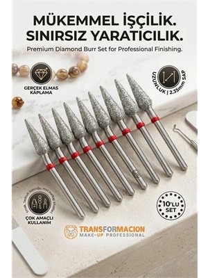 Calperia 10'lu Ultra Hassas Elmas Freze Ucu - Kuru Manikür, Tırnak, Hobi, Gravür Seti 266/ 040R 723101