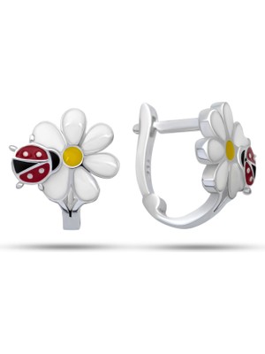 Elwes Gümüş Uğurlu Papatya Çocuk Küpe