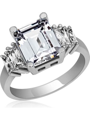 Hanno Telkari Gümüş Beyaz Baget Taşlı Bayan Yüzük