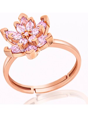 Hanno Telkari Gümüş Pembe Taşlı Lotus Çiçeği Kadın Yüzük
