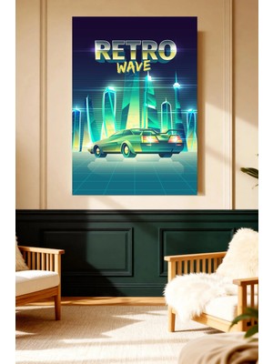 Mushen Studio Retro Wave Neon Şehir Araba Kanvas Tablo Synthwave Duvar Dekoru Sanat Eseri Çerçevesiz Ev Ofis