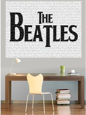 Mushen Studio The Beatles Şarkı Sözleri Typographic Kanvas Tablo Duvar Dekoru Sanat Eseri Çerçevesiz Ev Ofis