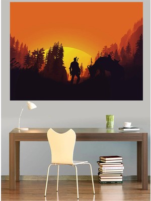 Mushen Studio Red Dead Redemption 2 Atlı Kovboy Siluet Kanvas Tablo Duvar Dekoru Sanat Eseri Çerçevesiz Ev Ofis