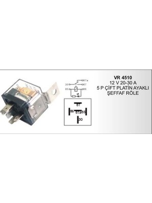 Universal 12V 20/30A 5pin Cıft Plt Seffaf LED Ayak Role