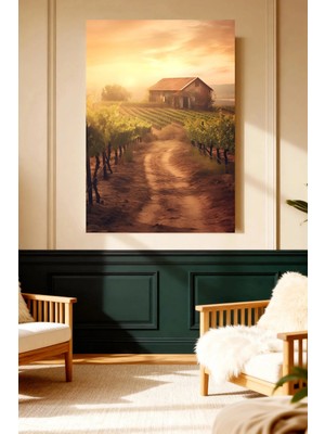 Mushen Studio Üzüm Bağı Gün Batımı Kanvas Tablo Modern Duvar Dekoru Sanat Eseri Çerçevesiz Ev Ofis