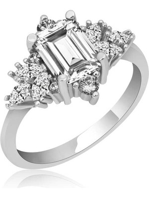 Hanno Telkari Gümüş Beyaz Baget Taşlı Kadın Yüzük