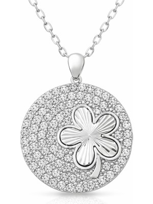 Hanno Telkari Gümüş Zirkon Taşlı Yonca Bayan Kolye