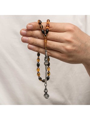 Hanno Telkari Gümüş Kazaz Püsküllü Sıkma Kehribar Tesbih