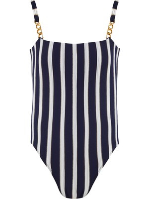 Lovekini Maria Navy Stripe Kids Swimsuit With Gold Chain Straps