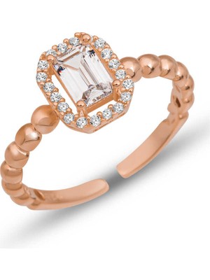 Hanno Telkari Gümüş Ayarlanabilir Beyaz Baget Taşlı Kadın Yüzük