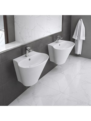 Turavit Minia Monoblok Batarya Delikli Beyaz Lavabo MN5027