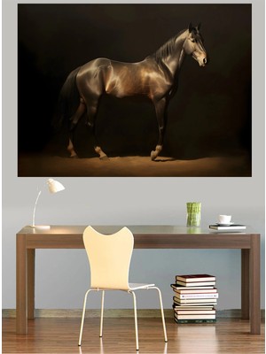 Mushen Studio Koyu Kestane At Portresi Kanvas Tablo Klasik Duvar Dekoru Sanat Eseri Çerçevesiz Ev Ofis