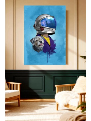 Mushen Studio Astronot Köpek Suluboya Kanvas Tablo Modern Duvar Dekoru Sanat Eseri Çerçevesiz Ev Ofis