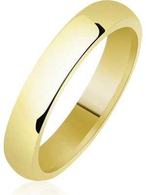 Hanno Telkari 4 mm Düz Bombeli Gold Gümüş Alyans