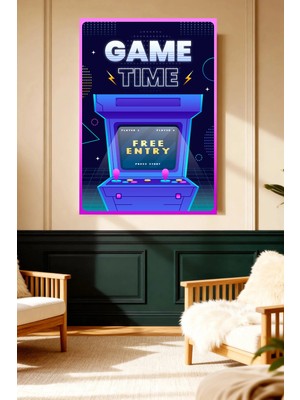 Mushen Studio Game Time Arcade Makinesi Kanvas Tablo Retro Duvar Dekoru Sanat Eseri Çerçevesiz Ev Ofis
