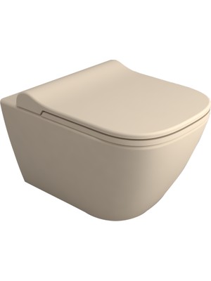 Turavit Luna Kanalsız Mat Cappucino Asma Klozet LN5610C, Luna Mat Cappucino Duroplast Yavaş Kapak