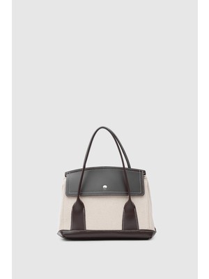 Shule Bags Suede Garnili Kanvas El ve Çapraz Kahve