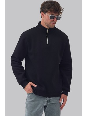 Mencod 9001 Erkek Yarım Fermuarlı Şardonlu 3 Iplik Sweatshirt Regular Fit