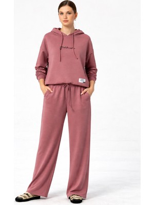 My Flamenco Modal Karışımlı Geniş Paça Oversize Kapüşonlu Eşofman Takım
