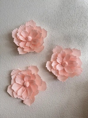 Maison Avf 3'lü Set Soft Pembe Italyan Krapon Kağıt Duvar Dekorasyonu Duvar Süsü - 40CM