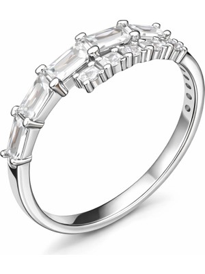 Hanno Telkari Gümüş Baget Taşlı Yarımtur Kadın Yüzük