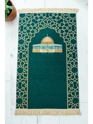 İhvan Online Mescidi Aksa Desenli Şönil Seccade - Yeşil