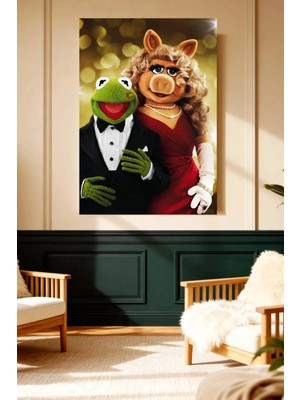 Mushen Studio Kermit Miss Piggy Romantik Muppets Kanvas Tablo Duvar Dekoru Sanat Eseri Çerçevesiz Ev Ofis