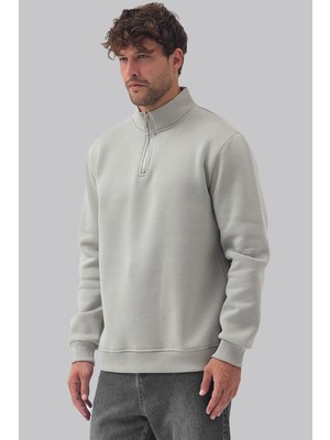 Mencod 9001 Erkek Yarım Fermuarlı Şardonlu 3 Iplik Sweatshirt Regular Fit