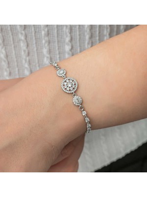 Hanno Telkari Gümüş Çember Beyaz Taşlı Su Yolu Kadın Bileklik