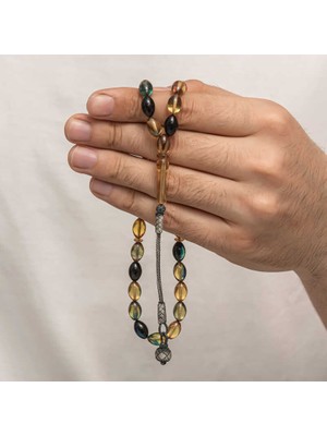 Hanno Telkari Gümüş Kazaz Püsküllü Sıkma Kehribar Tesbih