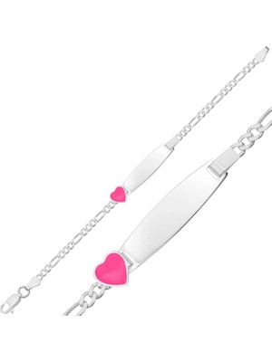 Hanno Telkari Kişiye Özel Pembe Figürlü Gümüş Çocuk Künyesi