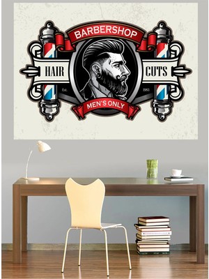 Mushen Studio Vintage Barbershop Berber Logo Kanvas Tablo Klasik Duvar Dekoru Sanat Eseri Çerçevesiz Ev Ofis