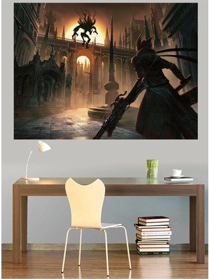 Mushen Studio Karanlık Savaşçı Gotik Şehir Kanvas Tablo Epik Duvar Dekoru Sanat Eseri Çerçevesiz Ev Ofis