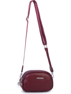 Nas Bag Kadın Mini Çapraz Çift Gözlü Çanta Bordo Victoria
