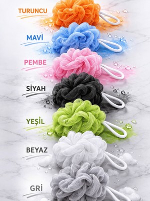 Beylini 2li Karışık Banyo Lifi Büyük Boy 35GR Vücut Duş Kesesi File Top Lif Peeling Etkili Hijyenik Temizlik