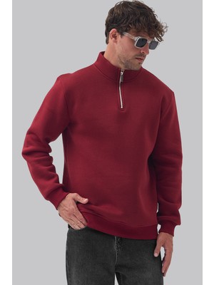 Mencod 9001 Erkek Yarım Fermuarlı Şardonlu 3 Iplik Sweatshirt Regular Fit
