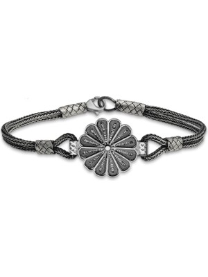 Hanno Telkari Gümüş Oksitli Papatya Kazaziye Bileklik