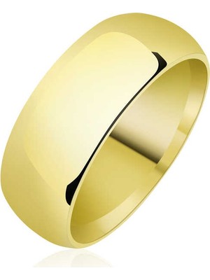 Hanno Telkari 8 mm Düz Bombeli Gold Gümüş Alyans