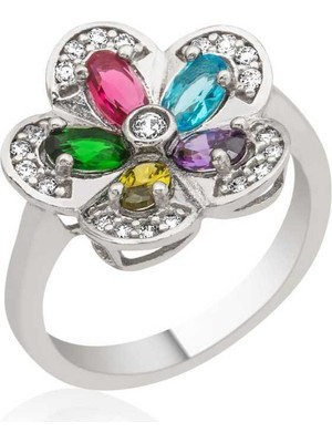 Hanno Telkari Gümüş Renkli Taşlı Çiçek Yüzük