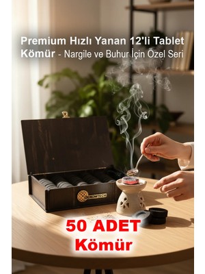 Benomtech Premium Hızlı Yanan 50'li Tablet Kömür - Nargile ve Buhur Için Özel Seri