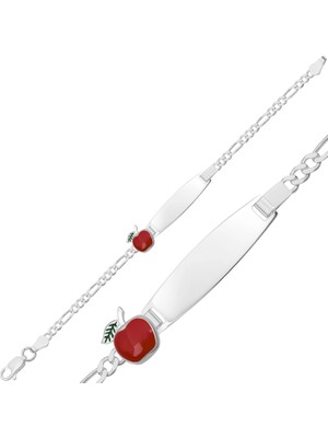 Hanno Telkari Kişiye Özel Kırmızı Elma Figürlü Gümüş Çocuk Künyesi