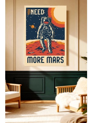 Mushen Studio You Need More Mars Astronot Kanvas Tablo Retro Duvar Dekoru Sanat Eseri Çerçevesiz Ev Ofis