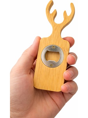 Mis Kitchen Bambu Geyik Boynuzu Şişe Açacağı Mıknatıslı Açacak Ahşap Kapak Açacak