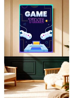 Mushen Studio Game Time Retro Kumanda Konsol Kanvas Tablo Neon Duvar Dekoru Sanat Eseri Çerçevesiz Ev Ofis