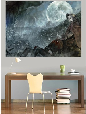 Mushen Studio Gotik Dolunay Melankolik Kadın Kanvas Tablo Klasik Duvar Dekoru Sanat Eseri Çerçevesiz Ev Ofis