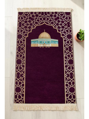 İhvan Online Mescidi Aksa Desenli Şönil Seccade  - Mor