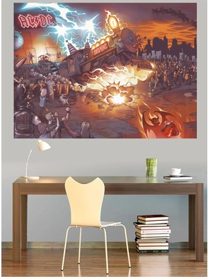 Mushen Studio Ac/dc Rock Tren Patlama Kanvas Tablo Duvar Dekoru Sanat Eseri Çerçevesiz Ev Ofis